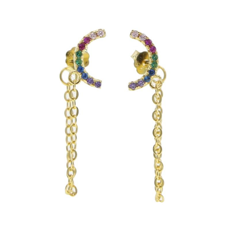 925 Sterling Delicate Rainbow colourful Cz tassels Earring Small Sized cz paved moon rainbow women girl gift fine silver jewelry
925 Sterling Delicate Rainbow colourful Cz tassels Earring Small Sized cz paved moon rainbow women girl gift fine silver jewelry