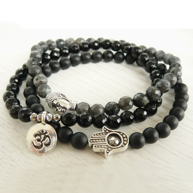 Yoga 3 Set of Bracelets Buddha Om Hamsa wrist Grey Black Bead Yoga Gift Healing Buddhist Bracelet for Man Women Gift
Yoga 3 Set of Bracelets Buddha Om Hamsa wrist Grey Black Bead Yoga Gift Healing Buddhist Bracelet for Man Women Gift