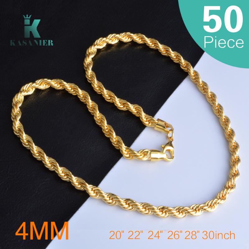 Wholesale 50PCS 20-30 inches in Length 4mm Gold Chain Twisted Necklace For Men Fashion Necklaces Guarantee Long Color Jewelry
Wholesale 50PCS 20-30 inches in Length 4mm Gold Chain Twisted Necklace For Men Fashion Necklaces Guarantee Long Color Jewelry