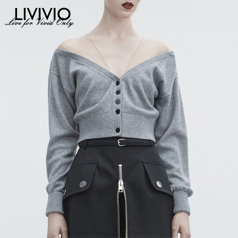 Fashion Ins style niche mesh stitching perspective V-neck sexy sweater high waist short shirt ladies off-shoulder tops 41-5, Gray
Fashion Ins style niche mesh stitching perspective V-neck sexy sweater high waist short shirt ladies off-shoulder tops 41-5, Gray