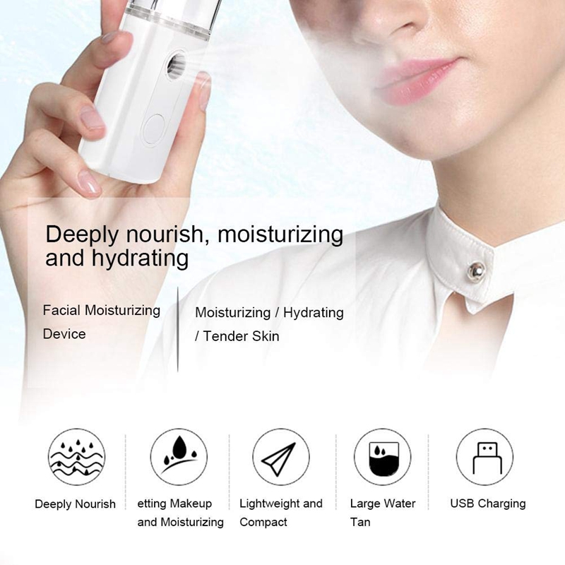 Nano Facial Mister Portable Small Air Humidifier USB Rechargeable 20ML Handheld Water Meter Ultrasonic Mist Spray286E4151916