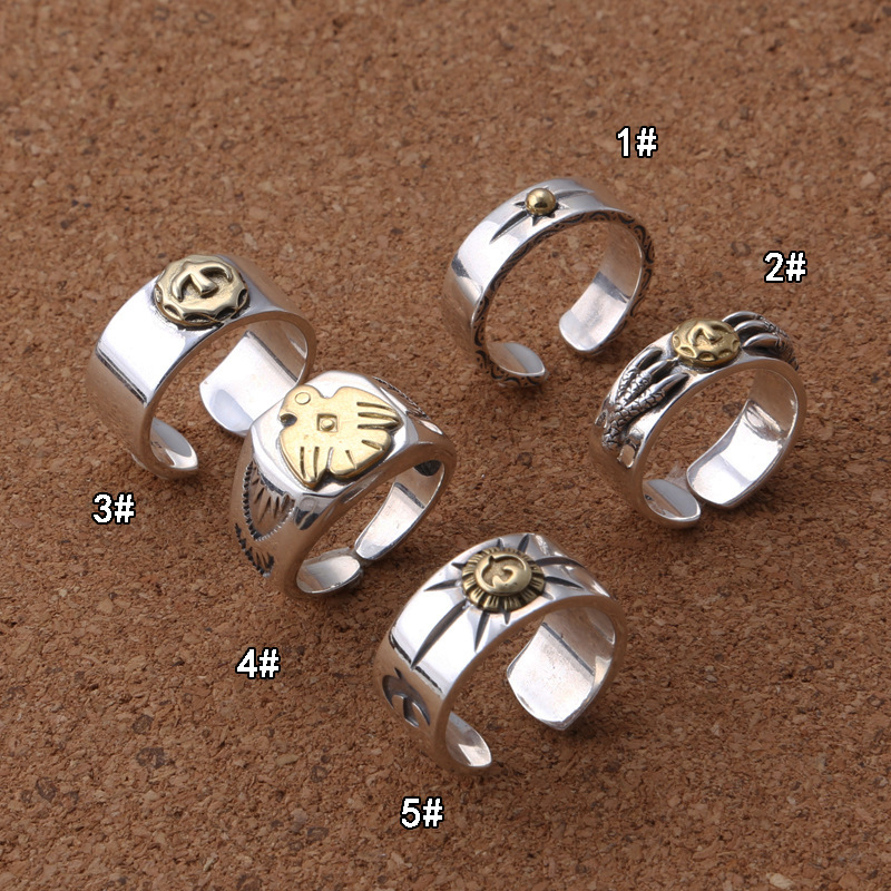 925 sterling silver handmade vintage jewelry American Japanese creative minimalism Eagle Talon band rings adjustable rings for men women