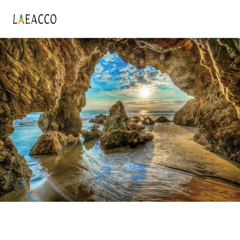 

Laeacco Summer Tropical Mountain Cave Sea Sunset Natural Scenic Photography Background Photo Backdrop Photocall Photo Studio