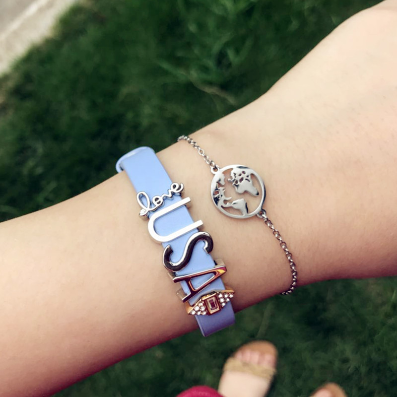 Somsoar Jewelry USA & UK Charm Bracelet Sky blue Leather Wrap state Bracelet with silvering map chain for women as gift
Somsoar Jewelry USA & UK Charm Bracelet Sky blue Leather Wrap state Bracelet with silvering map chain for women as gift