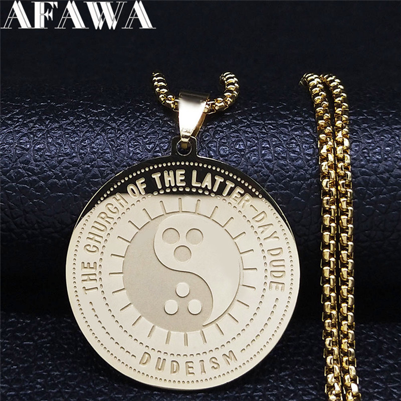 2020 THE CHURCH OF THE LATTER-DAAY DUDE DUDEISM Stainless Steel Yin Yang Gossip Gold Color Necklace Jewelry bisuteria N647S02
2020 THE CHURCH OF THE LATTER-DAAY DUDE DUDEISM Stainless Steel Yin Yang Gossip Gold Color Necklace Jewelry bisuteria N647S02