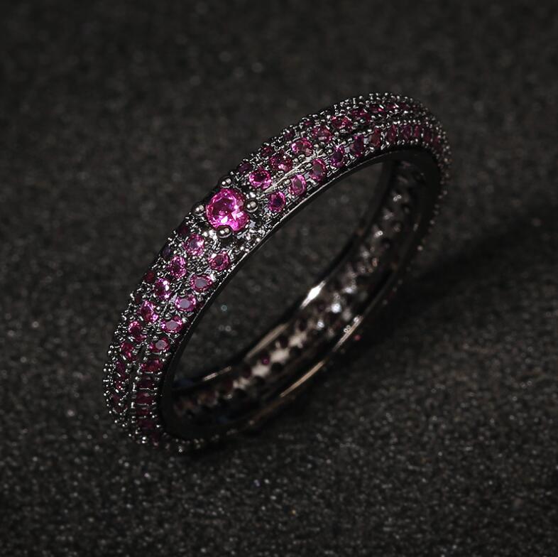 Choucong Cocktail Sparkling Luxury Jewelry 925 Sterling Silver&Black Gold Fill Pave Sapphire CZ Diamond Pave Women Wedding Bridal Ring Gift