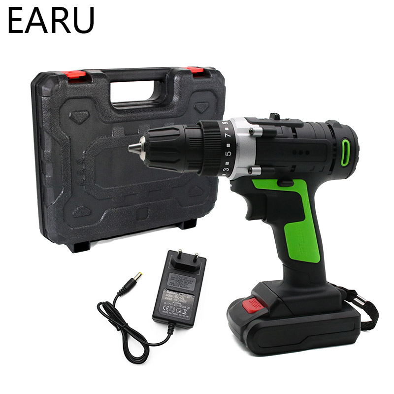 

12V 16.8V 21V Max Wireless Rechargeable Electric Screwdriver Cordless Drill Mini Power DriverDC Lithium-Ion Battery 2-Speed Tool