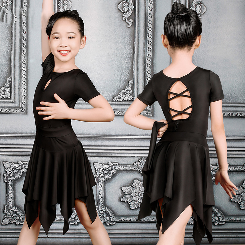 Latin Dance Dress Short Sleeved Irregular Skirts Girls Latin Dance Practice Wear Cha Cha Samba Rumba Performing Black Dress 4575
Latin Dance Dress Short Sleeved Irregular Skirts Girls Latin Dance Practice Wear Cha Cha Samba Rumba Performing Black Dress 4575