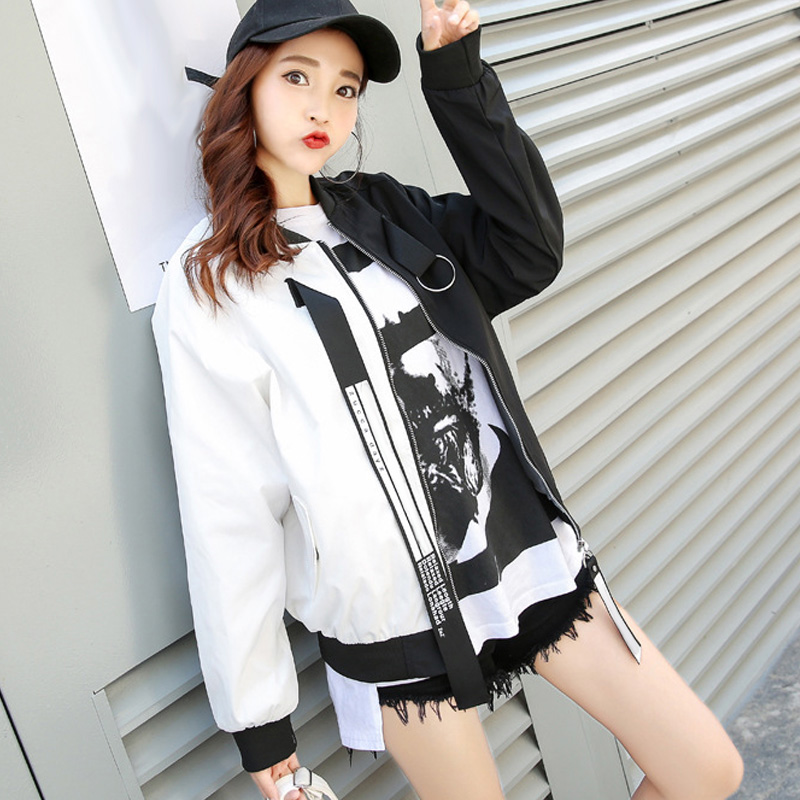 Fashion Autumn Color Pasted Girl BF Baseball Uniform Jacket Sport Personality Stitching Coat SER88, Black white
Fashion Autumn Color Pasted Girl BF Baseball Uniform Jacket Sport Personality Stitching Coat SER88, Black white
