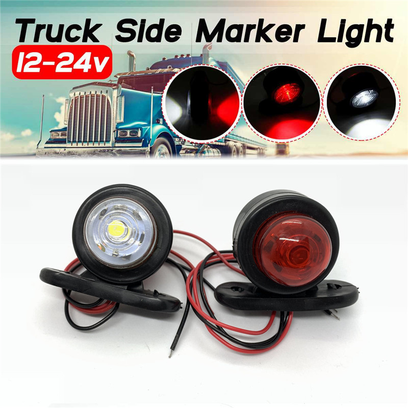 

1/2pcs Red White Corner Side Marker LED Lights Outline Lamp Truck Trailer Van Bus 10-30V Side Marker Lights Car Accessories, As pic