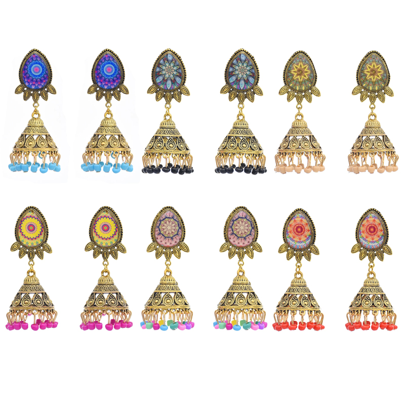 Ethnic Geometric Turkish Festival Hollow out Jhumka Earrings For Women Jewelry Flower Gold Bell Tassel Dangling Earrings
Ethnic Geometric Turkish Festival Hollow out Jhumka Earrings For Women Jewelry Flower Gold Bell Tassel Dangling Earrings