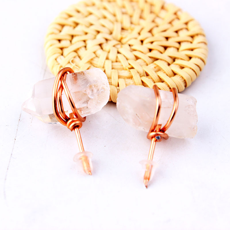 Earring Jewelry Healing Crystals Quartz Silver Gold Stud Earring Healing Point Women Girls Natural Stone Handmade Earrings
