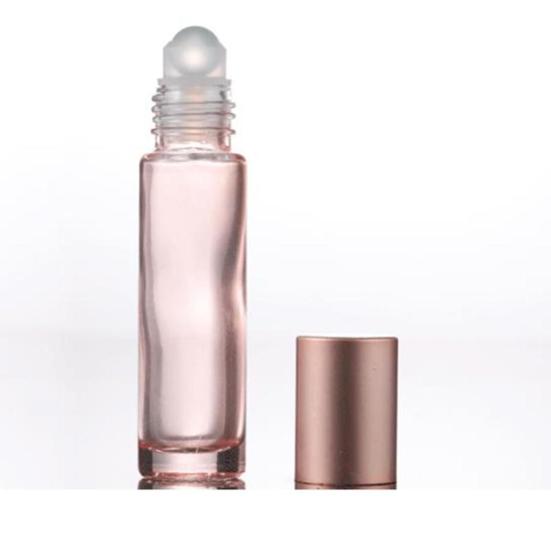 5pcs 10ml Portable Glass Roller Rollerball Essential Oil Bottles rose gold Mist Container Travel Refillable Bottles Transparent