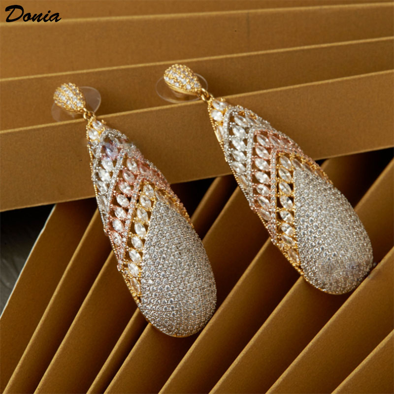 Donia Jewelry Fashion exaggerated Earrings water drop earrings plated with three colors zircon women's party
Donia Jewelry Fashion exaggerated Earrings water drop earrings plated with three colors zircon women's party