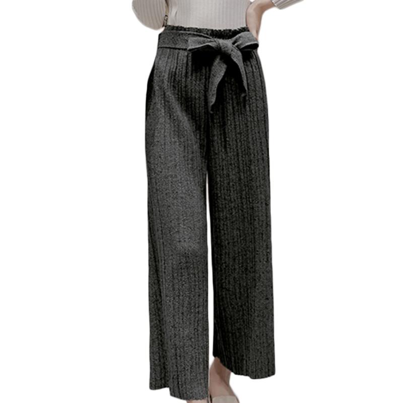 Autumn Winter Women High Waist Trousers Thick Knit Wool Casual Pants Wide Leg Pants Ninth Fashion, Black
Autumn Winter Women High Waist Trousers Thick Knit Wool Casual Pants Wide Leg Pants Ninth Fashion, Black