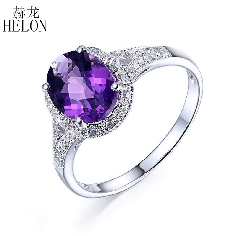 HELON Solid 14K White Gold Certified Oval Cut Flawless Amethyst Diamonds Ring For Women Engagement Trendy Fine Jewelry Ring
HELON Solid 14K White Gold Certified Oval Cut Flawless Amethyst Diamonds Ring For Women Engagement Trendy Fine Jewelry Ring