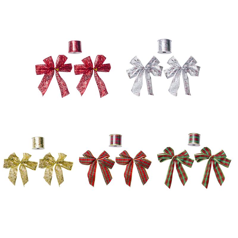 1 Roll 3m Christmas Decorations Ribbons Bowknot New Year DIY Material Party Craft Color Bar Sequins Plaid Ribbons Gift Packaging