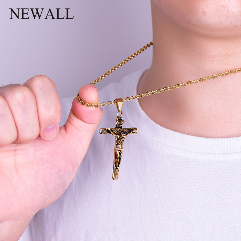 Hot Sale stainless steel men Jesus cross Crucifixion pendant necklace Religion hip hop male Prayer gift gold jewelry
Hot Sale stainless steel men Jesus cross Crucifixion pendant necklace Religion hip hop male Prayer gift gold jewelry