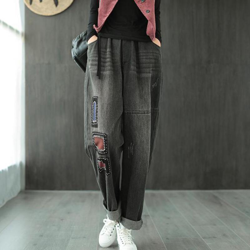 Johnature 2020 Autumn New Full Length Retro Patchwork Embroidery Elastic Waist Denim Harem Pants Women Fashion All-match Jeans, Black
Johnature 2020 Autumn New Full Length Retro Patchwork Embroidery Elastic Waist Denim Harem Pants Women Fashion All-match Jeans, Black