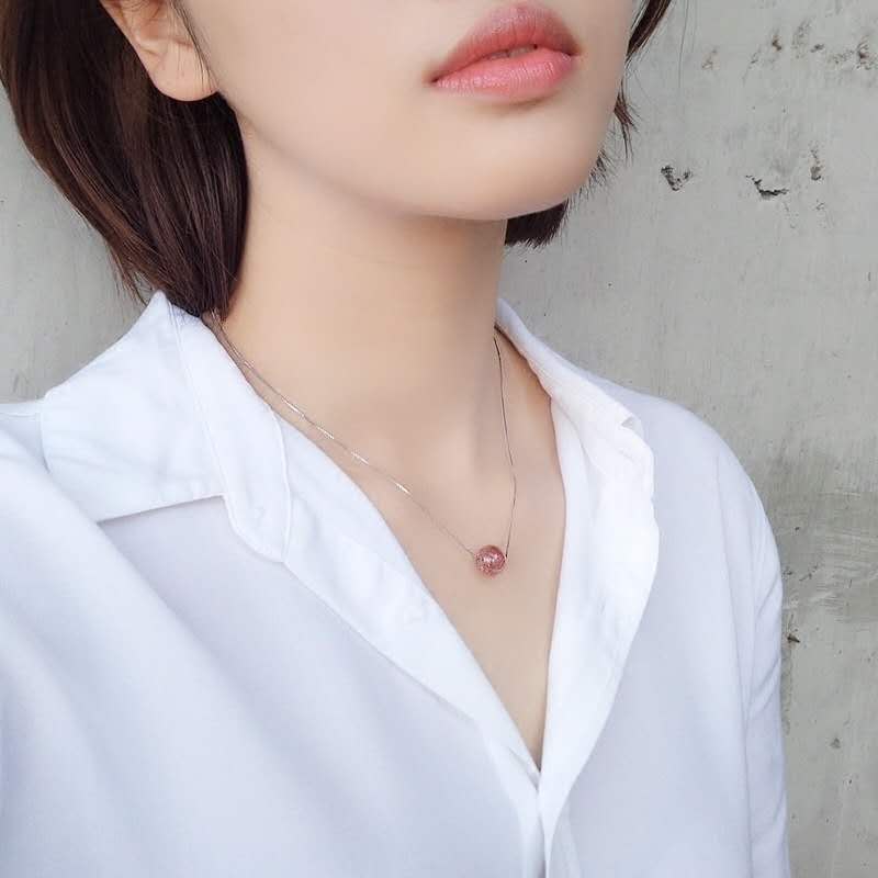 Creative Peach Blossom Necklace female strawberry Crystal Pink single bead simple fashion sweet Korean Necklace, Silver
Creative Peach Blossom Necklace female strawberry Crystal Pink single bead simple fashion sweet Korean Necklace, Silver