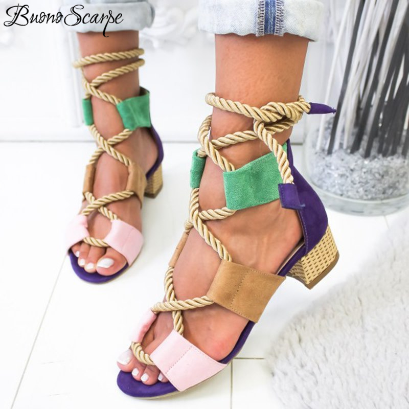 2020 Big Size 43 Women Sandals Lace Up Square Low Heels Summer Shoes Gladiator Sandals Mixed Color Hemp Rope Casual Ladies Shoes, Black 
2020 Big Size 43 Women Sandals Lace Up Square Low Heels Summer Shoes Gladiator Sandals Mixed Color Hemp Rope Casual Ladies Shoes, Black