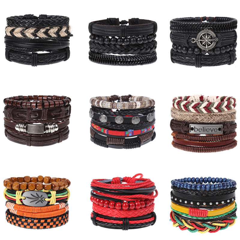 Charm Bracelets Vintage 4Pcs/ Set Braided Leather Men Women Bracelet Wooden Beads Rudder Cross Ethnic Wristbands Hope Believe
Charm Bracelets Vintage 4Pcs/ Set Braided Leather Men Women Bracelet Wooden Beads Rudder Cross Ethnic Wristbands Hope Believe