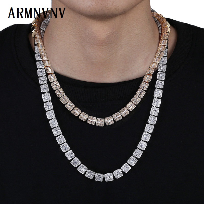 10MM Bling Iced Out Tennis Chain Square Lattice CZ Stone Gold Silver Color Cubic Zircon Chain Necklaces For Men Hip Hop Jewelry
10MM Bling Iced Out Tennis Chain Square Lattice CZ Stone Gold Silver Color Cubic Zircon Chain Necklaces For Men Hip Hop Jewelry