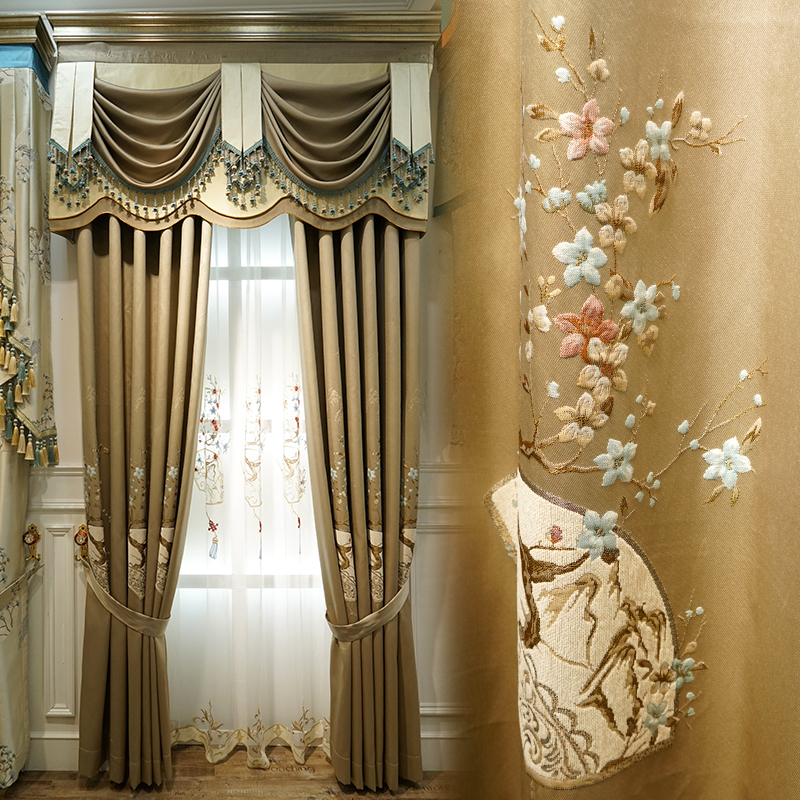 Custom curtain European luxury retro high-class jacquard embroidery coffee cloth blackout curtain valance tulle panel C204
Custom curtain European luxury retro high-class jacquard embroidery coffee cloth blackout curtain valance tulle panel C204