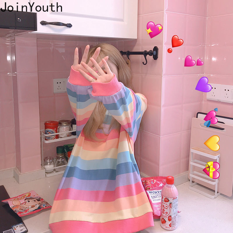 Joinyouth Rainbow Striped Long Sleeve Hoodies Ropa Mujer Fashion Korean Clothes Loose Harajuku Sweatshirt Oversized Streetwear, White
Joinyouth Rainbow Striped Long Sleeve Hoodies Ropa Mujer Fashion Korean Clothes Loose Harajuku Sweatshirt Oversized Streetwear, White