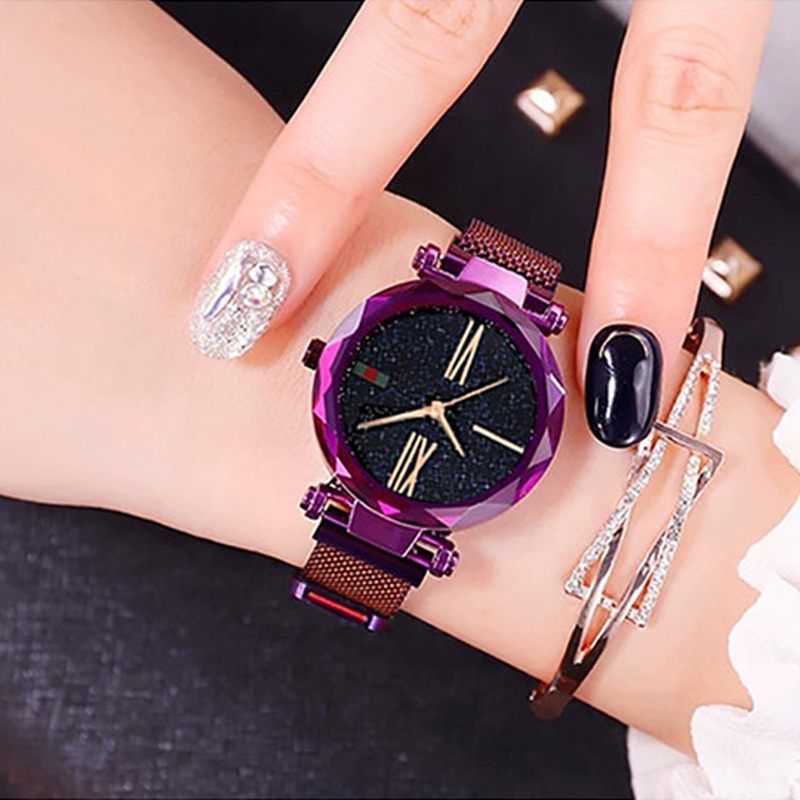 Women Watch Luxury Starry sky Magnet Buckle watch ladies Fashion Casual quartz Wristwatch Female clock Waterproof Roman Numeral, Blue
Women Watch Luxury Starry sky Magnet Buckle watch ladies Fashion Casual quartz Wristwatch Female clock Waterproof Roman Numeral, Blue