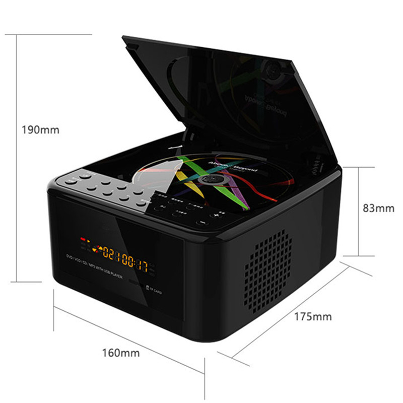 Portable DVD player home CD usb U disk TF card MP3 speakers VCD machine audio Aux input interface clock control speaker
Portable DVD player home CD usb U disk TF card MP3 speakers VCD machine audio Aux input interface clock control speaker