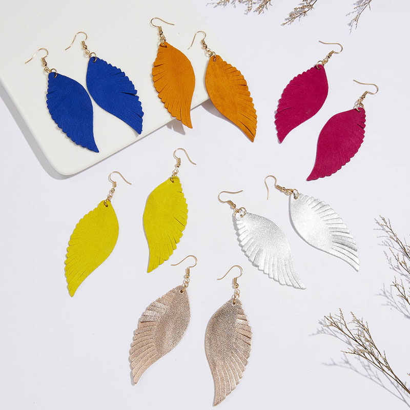 2021 New Fashion Leather Dangle Earring Womens Angle Wings Hoop Earrings Wedding Party Jewelry Gift IE91601