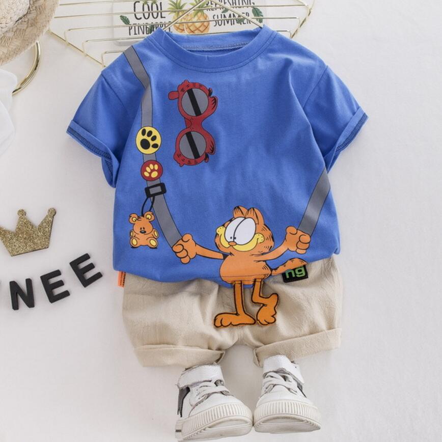 

Toddler Baby Boys Girls Clothing Sets cartoon T- Shirt +Shorts 2pcs/set Cotton For 0 1 2 3 Year Children Infant Clothes Suits, White1