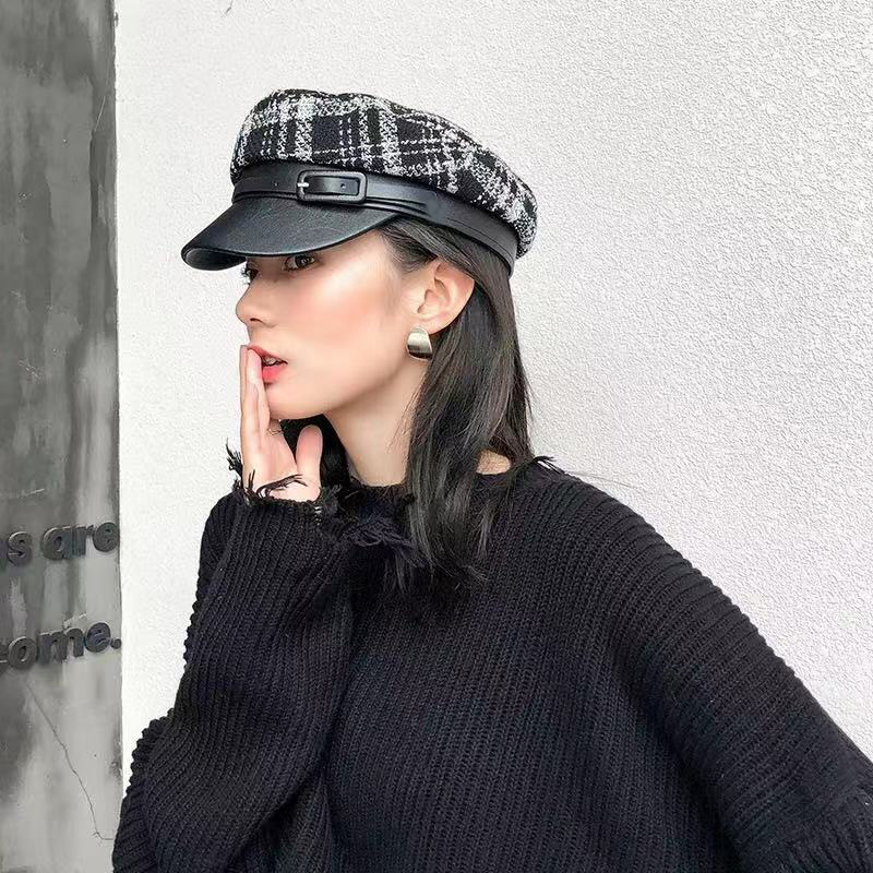 

Womens Retro High Quality Beret 2020 Spring Painter Hat Octagonal Caps Vintage Grid Plaid Hats Female Flat Cap For Women Berets, White