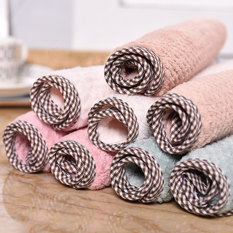 Wholesale Kitchen Cleaning Towels Square Household Soft Coral Fleece Dishcloth Washing Towels Cleaning Dish Cloths Paño De Cocina