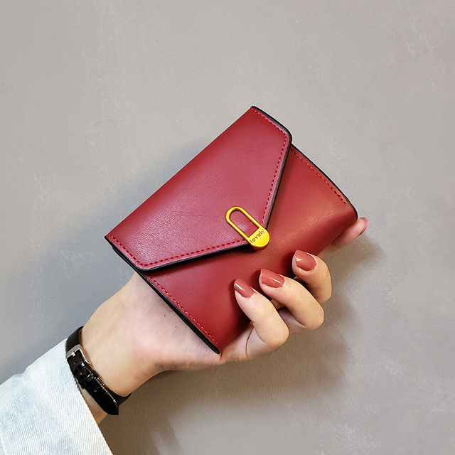 ins new love European and American simple designer women039s wallet women short threefold small purse women039s coin purse