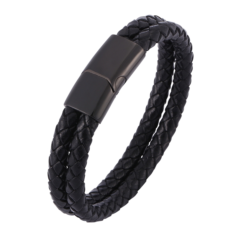 Popular Men Jewelry Punk Black Double Braided Leather Bracelet Man Stainless Steel Magnetic Clasp Male Wristband Gifts SP0507
Popular Men Jewelry Punk Black Double Braided Leather Bracelet Man Stainless Steel Magnetic Clasp Male Wristband Gifts SP0507