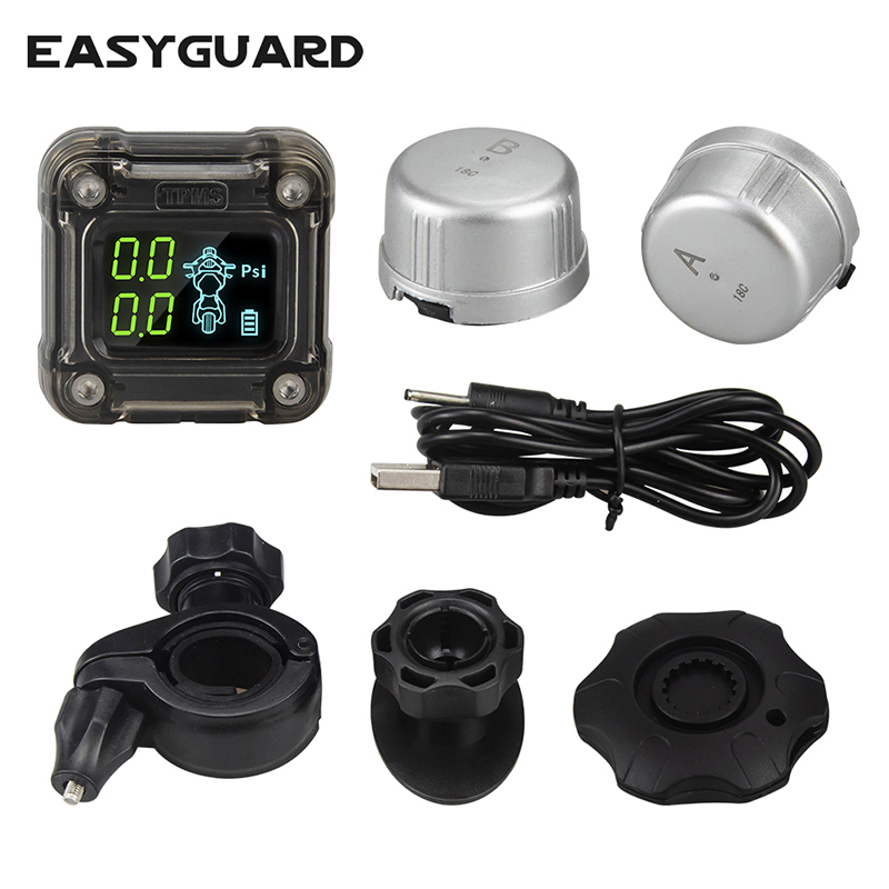 EASYGUARD motorcycle tire pressure monitoring system 2 wireless external TPMS sensor, LCD display 0-3.5 Bar PSI car
EASYGUARD motorcycle tire pressure monitoring system 2 wireless external TPMS sensor, LCD display 0-3.5 Bar PSI car