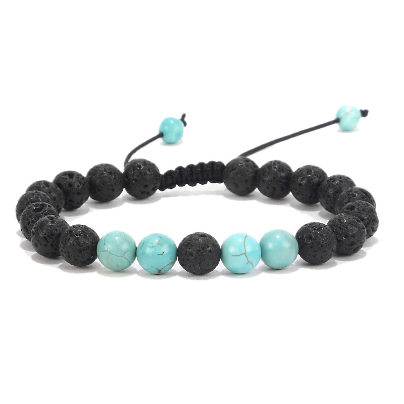 Natural Stone Lava Matte Adjustable Bracelet Men Women Black Volcanic Beads Buddha Yoga Weaving Bracelets Hand Braided Jewelry