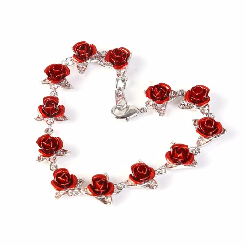 Red Rose Bracelet Flowers Wrist Chain Charm For Valentine's Day Gift Women Wedding Party Bridesmaid Bracelet Party Gifts
Red Rose Bracelet Flowers Wrist Chain Charm For Valentine's Day Gift Women Wedding Party Bridesmaid Bracelet Party Gifts