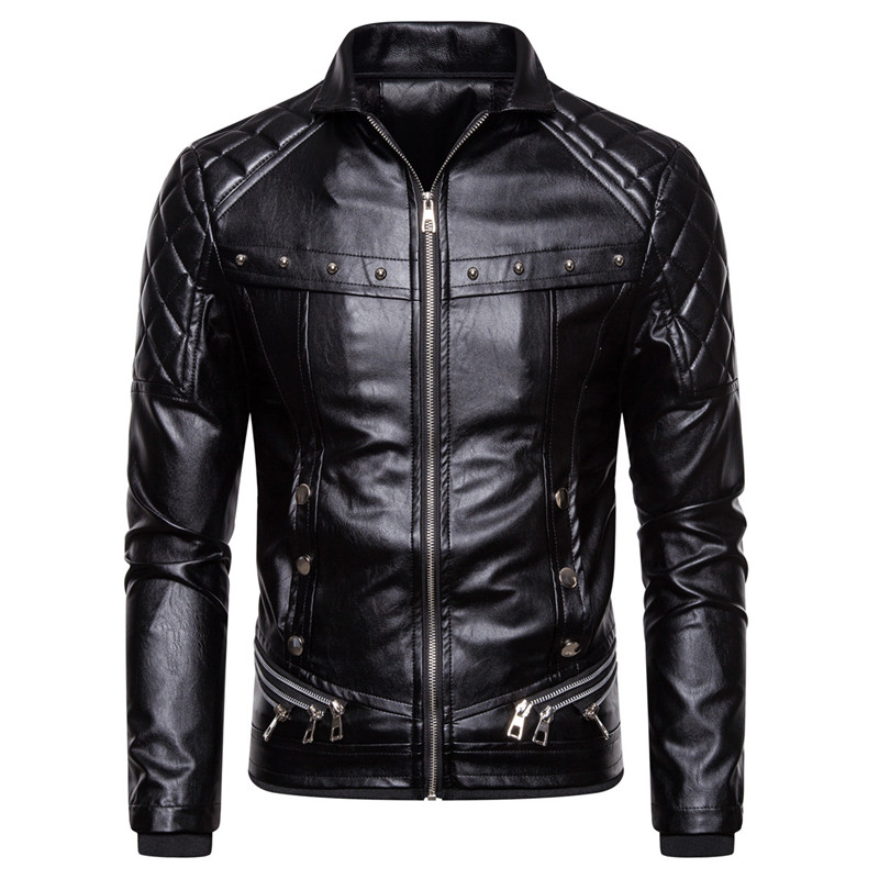 Men's Fur & Faux Biker Leather Jacket Collar Detachable Motocycle Jackets Coats Casual PU Chaqueta Moto Hombre