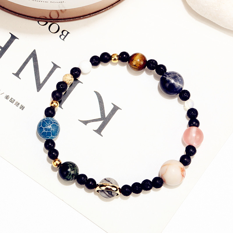 The Eight Planet Bracelet Solar System Universe Galaxy Bracelet Natural Stone Bead Bracelet Bangle for Women Girls