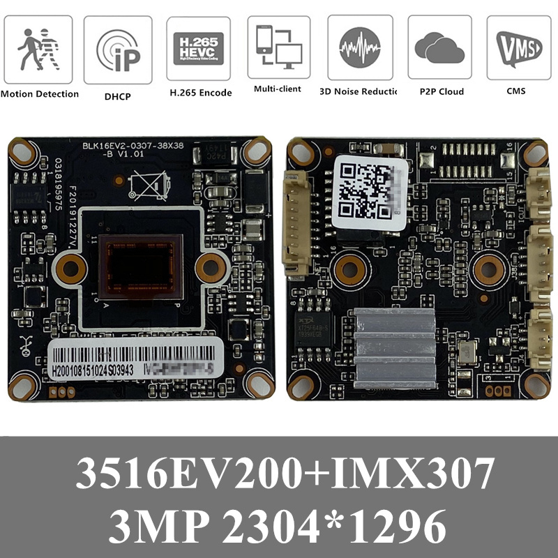 4PCS Hi3516EV200+Sony IMX307 IP Camera Module Board Low illumination 3MP 2304*1296 ONVIF CMS XMEYE P2P Motion Detection
4PCS Hi3516EV200+Sony IMX307 IP Camera Module Board Low illumination 3MP 2304*1296 ONVIF CMS XMEYE P2P Motion Detection