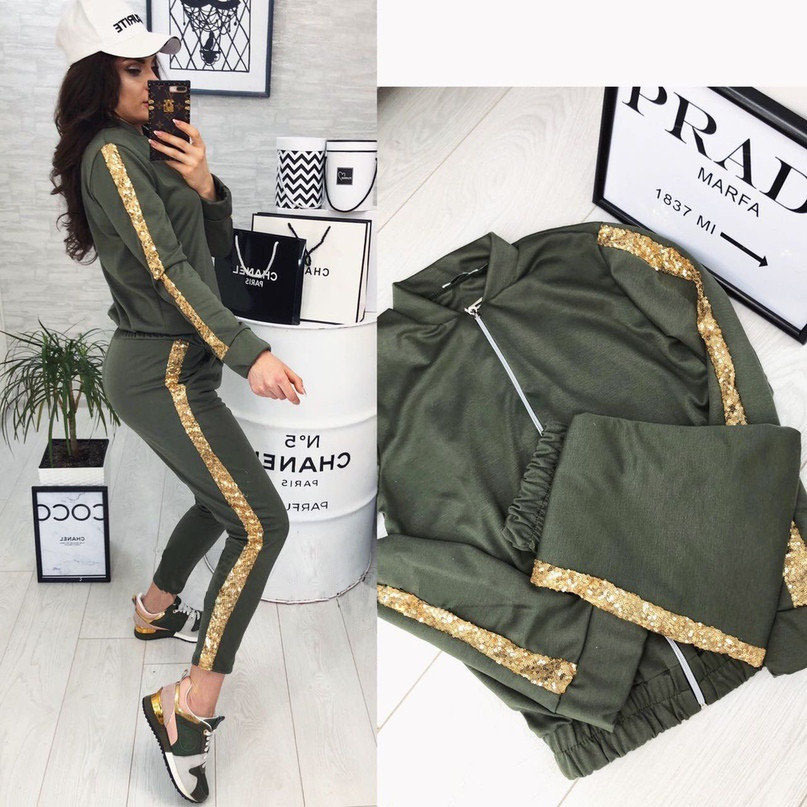 20fw women's tracksuits new product fashion casual sequin stitching jacket trousers tracksuits size s-xl, Gray
20fw women's tracksuits new product fashion casual sequin stitching jacket trousers tracksuits size s-xl, Gray