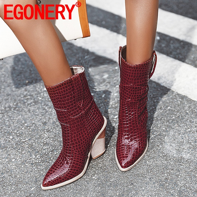 EGONERY winter new fashion mid calf boots outside warm super high heels pointed toe slip-on women shoes drop shipping size 33-45, Black
EGONERY winter new fashion mid calf boots outside warm super high heels pointed toe slip-on women shoes drop shipping size 33-45, Black
