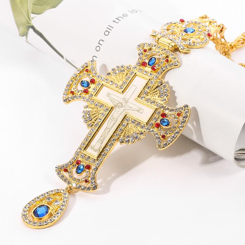 Retro Cross Orthodox Jesus Crucifix necklace Traditional orthodox religious chest pendant gold color Rhinestone crystal necklace
Retro Cross Orthodox Jesus Crucifix necklace Traditional orthodox religious chest pendant gold color Rhinestone crystal necklace