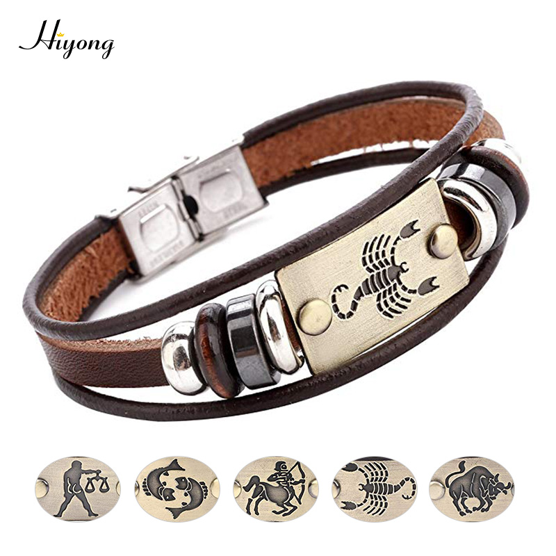 12 Zodiac Sign Horoscope Bracelet Vintage Black Multilayer Leather Constellation Bracelet Charm Male Jewelry Gifts for Men Leo
12 Zodiac Sign Horoscope Bracelet Vintage Black Multilayer Leather Constellation Bracelet Charm Male Jewelry Gifts for Men Leo