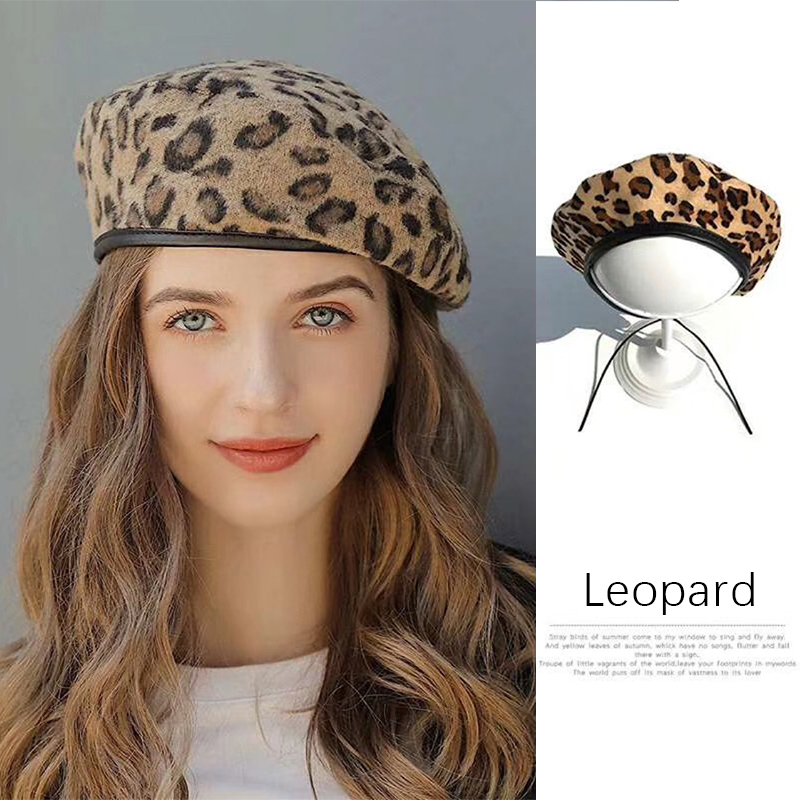 Ladies Beret Leopard Print 2020 Autumn And Winter New Wool Hat Girlfriend Gift Warm Girl Leopard Print Matching Knitted Hat, Brown
Ladies Beret Leopard Print 2020 Autumn And Winter New Wool Hat Girlfriend Gift Warm Girl Leopard Print Matching Knitted Hat, Brown