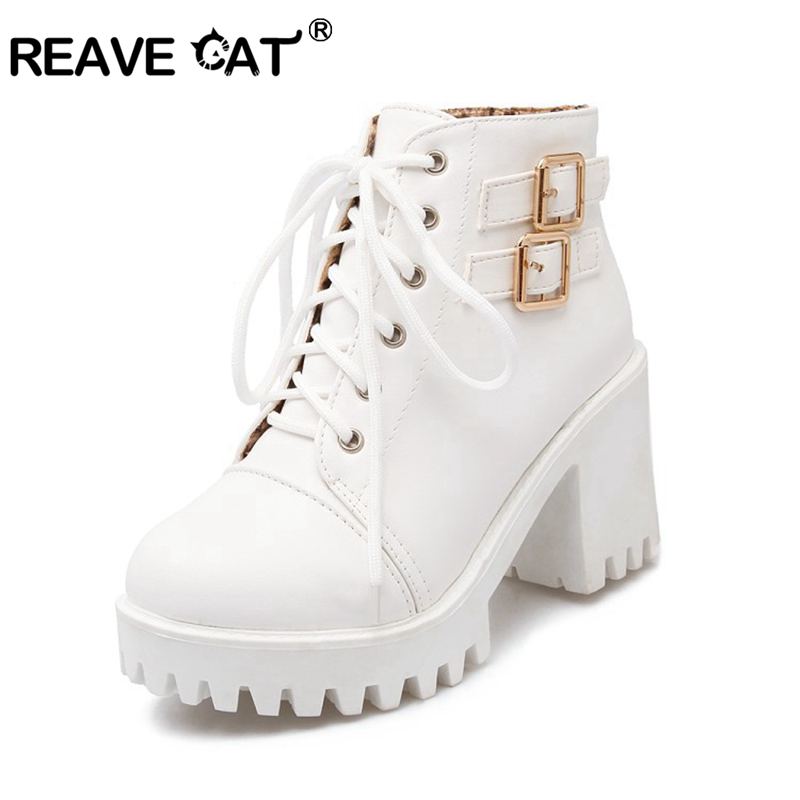 REAVE CAT Woman Ankle Boots Platform block high heels cross-tied Lay casual winter shoes white brown black big size 43 42
REAVE CAT Woman Ankle Boots Platform block high heels cross-tied Lay casual winter shoes white brown black big size 43 42