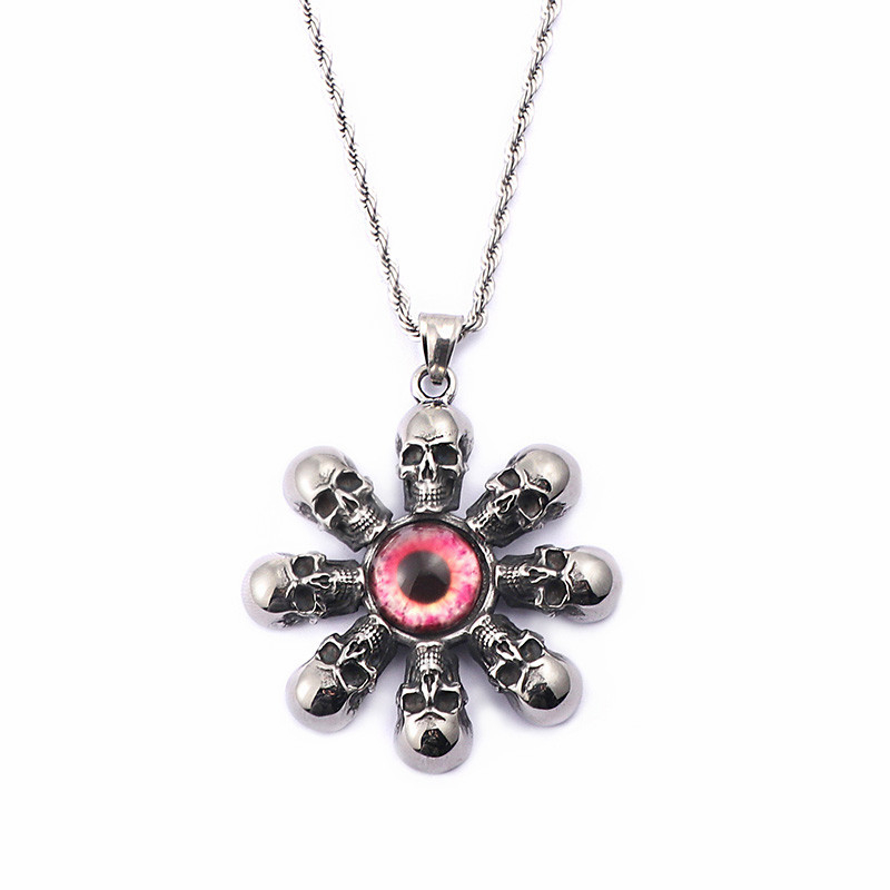 Punk Skull Pendant Necklaces For Men Stainless Steel 8 Skull Heads Charm With Glass Eye Pendant Necklaces Biker Jewelry
Punk Skull Pendant Necklaces For Men Stainless Steel 8 Skull Heads Charm With Glass Eye Pendant Necklaces Biker Jewelry